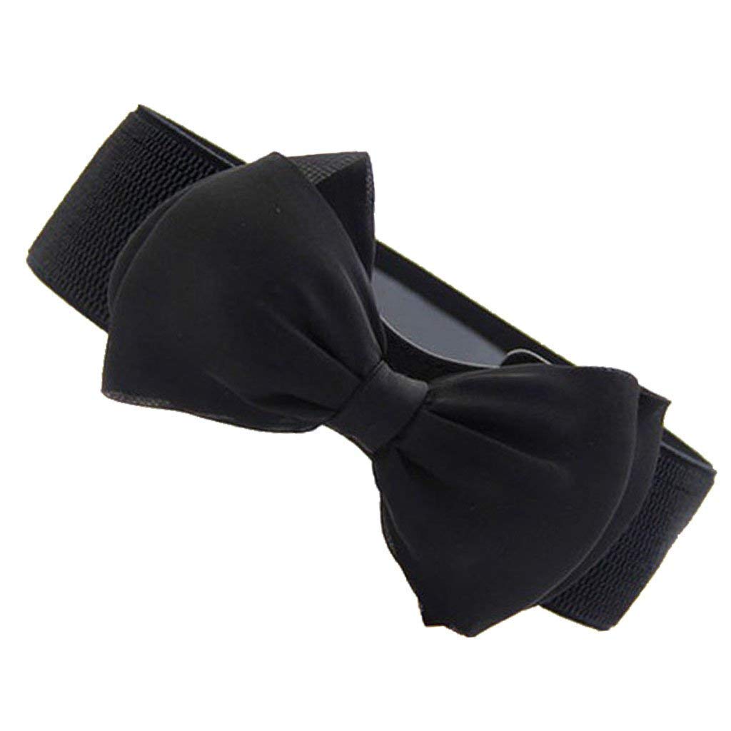 Electomania® Girls and Women's Belt Fashion Bowknot Design Waist Belt Chic Elastic Stretch Waist Band (Black)