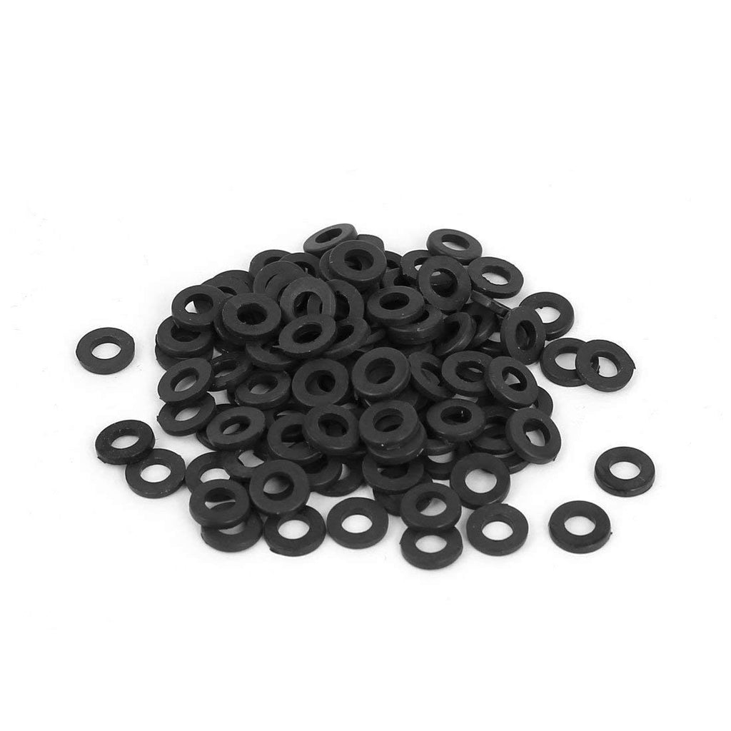 ELECTOMANIA  M3*8mm*1mm Flat Nylon Insulation Spacer Washer Gasket Rings 100 Pcs (Black)