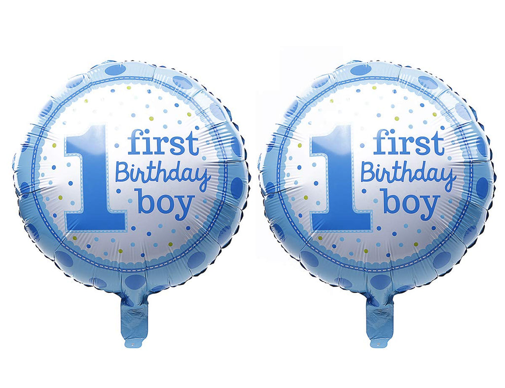 Electomania First Birthday Boy Polka Foil Balloon / Birthday Party / Baby Shower Decoration 18 inch Blue (Pack of 2)