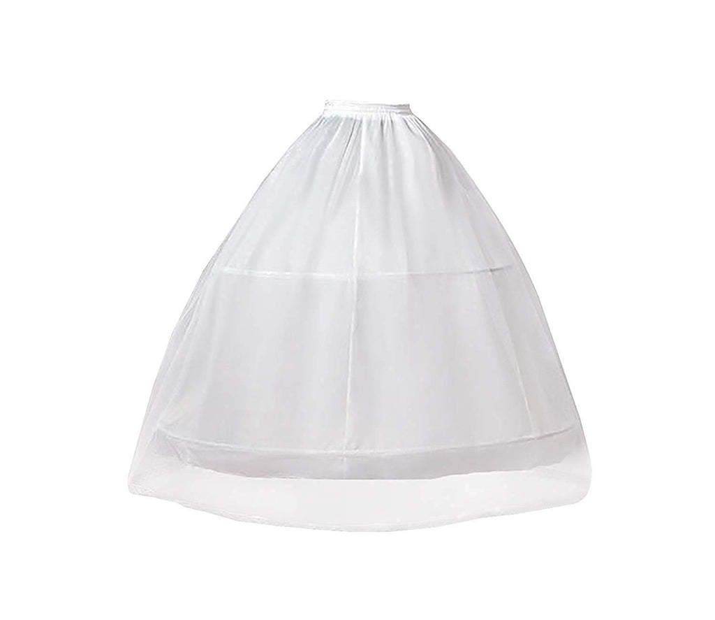 Electomania Double Hoops 4-Layers A-line Petticoat Crinoline Underskirt Slips Floor Length for Bridal Dress (White)