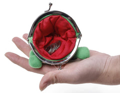 Electomania Frog Shape Cute Animal Face Plush Coin Purse, Green