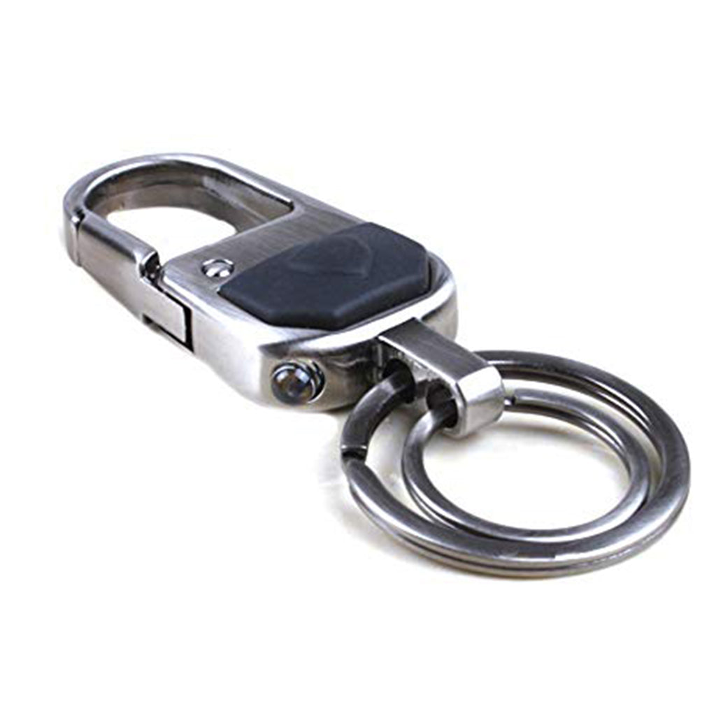 Electomania  Stylish Metal LED Keychain Flashlight, Safety Light Ultra Bright Key Ring Light Torch (Silver)