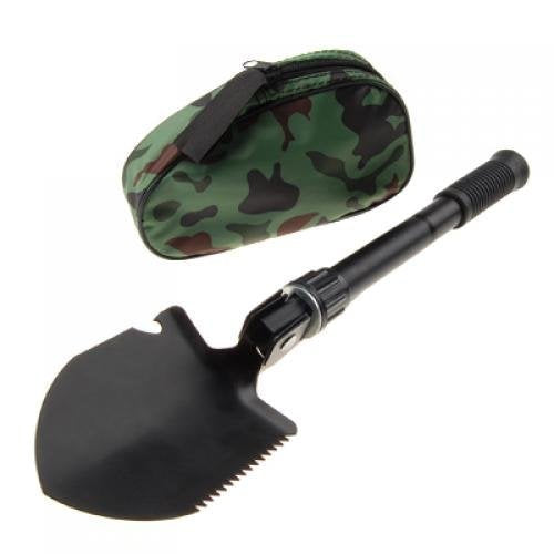 Electomania® Portable Folding Shovel,Compact Camping Gear for Car,Gardening,Snow Shovel with Carry Pouch (Black)