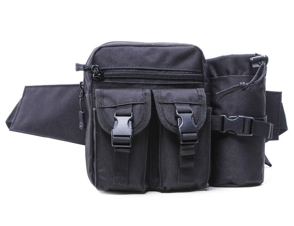 Electomania® Nylon Black Waist Pack Bag Fanny Packs Waterproof Hip Belt Bag Pouch for Hiking Climbing Outdoor Bumbag (Black)
