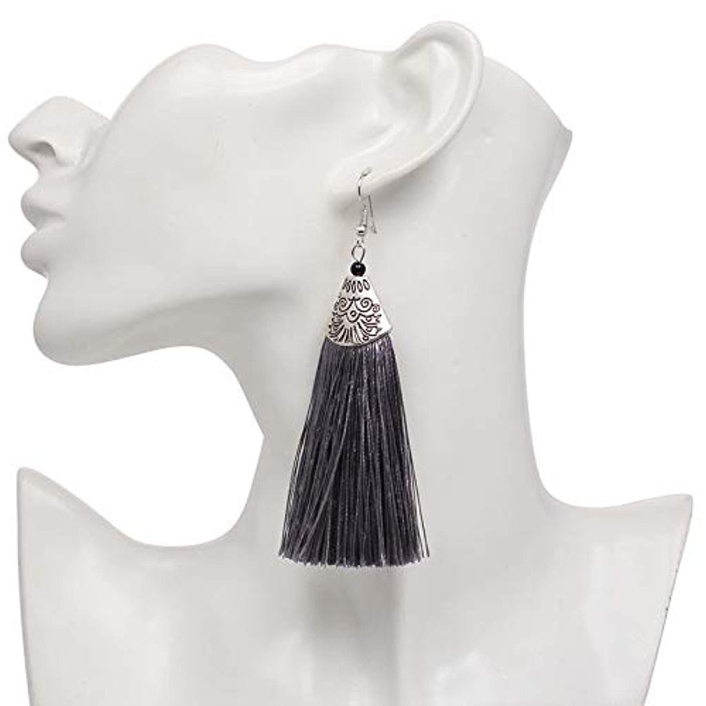 Buy Grey Colour Designer Fancy Long EarringsJhumka Styled Designer Earrings  Set For Women Online  Anuradha Art Jewellery