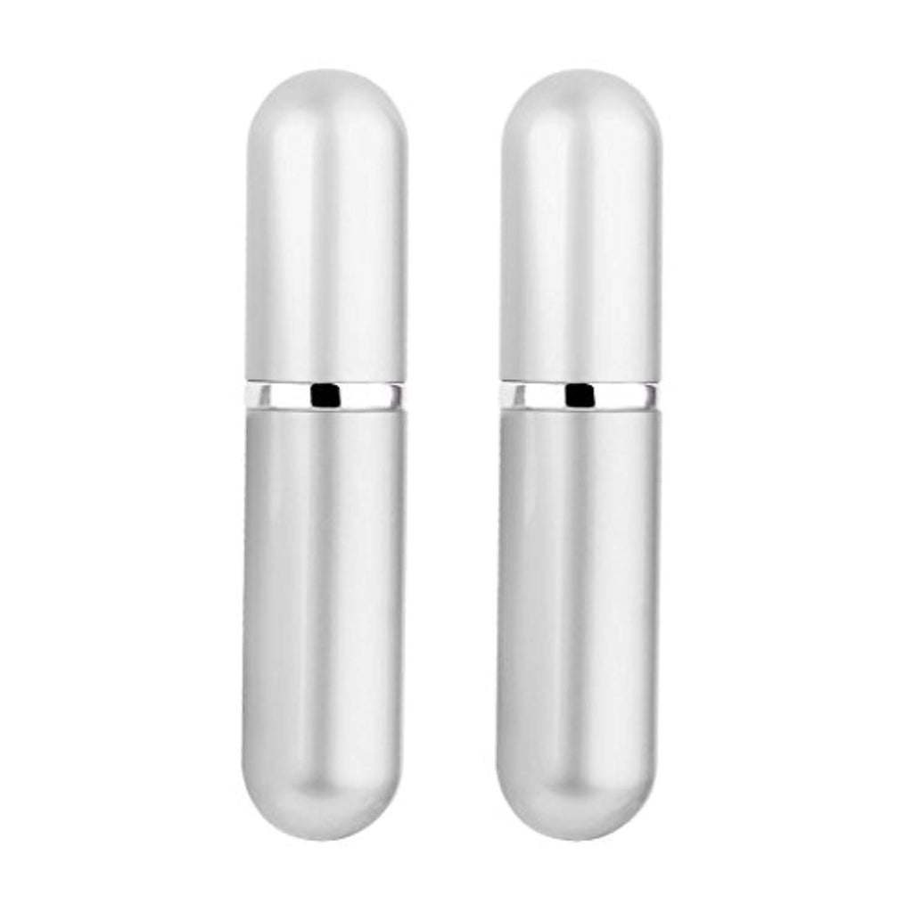 Electomania® Empty Portable Atomizer Bottle Perfume Atomizer Pump Spray Bottle 2 pcs (Silver)