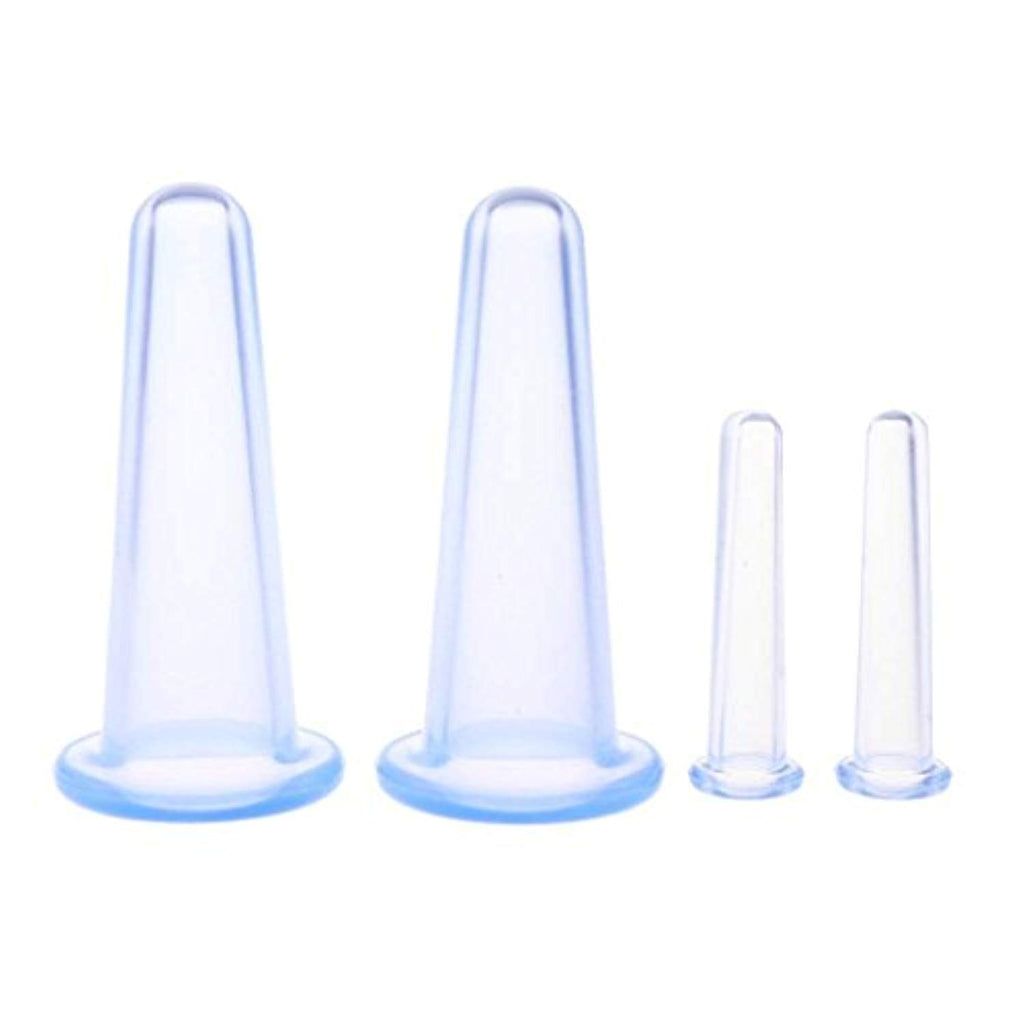 Electomania Silica Gel Vacuum Cupping Cups Massage Set with Bag Face Body Cups for Wrinkle Reducer,Collagen Stimulator,Pain Relief 4 in 1 set