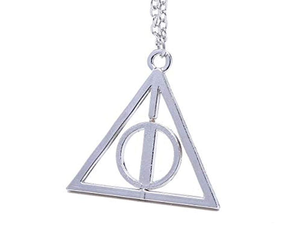 Electomania Rotatable Triangle Pendant Unisex Fashion Alloy Long Necklace for Valentine's Day Present (Silver)