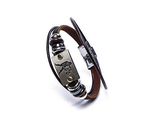 Electomania Zodiac Star Sign Wristband Handmade Black Leather