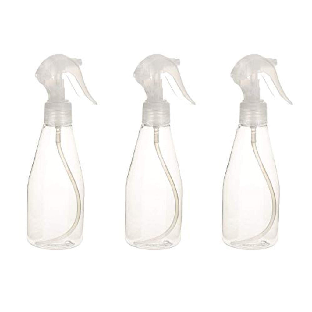 Electomania Transparent Spray Bottle 200ml Plastic Hairdressing Non-Toxic Odorless Sprayer Leak-Proof for Cleaning Products Garden Treatment - Pack of 3