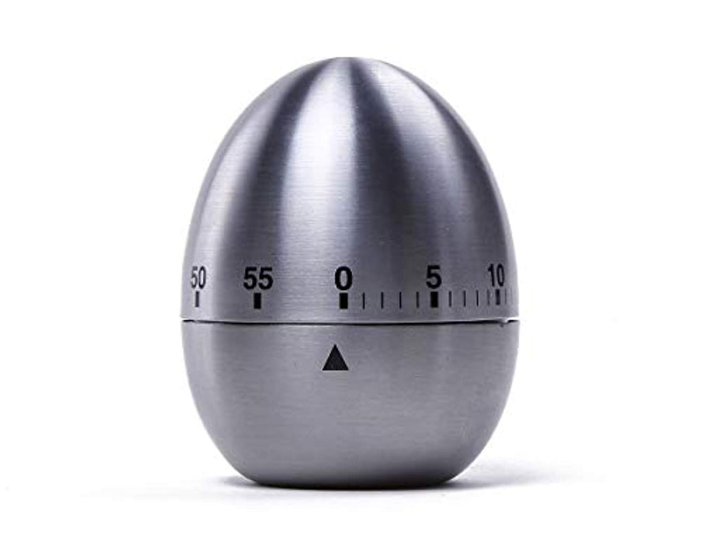 Electomania Kitchen Timer, Stainless Steel Egg Shaped Mechanical Rotating Alarm with 60 Minutes for Cooking