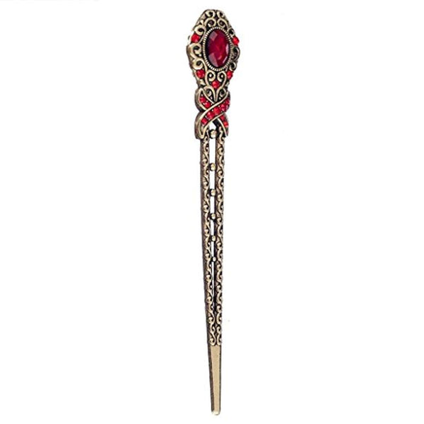 Electomania Women Retro Shiny Hairpin Jewelry Alloy Hair Stick Hair Clip (Red)