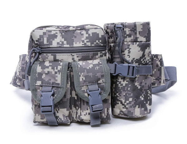 Electomania Nylon Camo Waist Pack Bag Fanny Packs Waterproof Hip Belt Bag Pouch for Hiking Climbing Outdoor Bumbag (Color: acu camo)