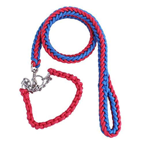 Electomania Cord Nylon Dog Leash for Large Dogs with Extra Strong Brass Snap Hook Red/Blue 1.3M (Large)
