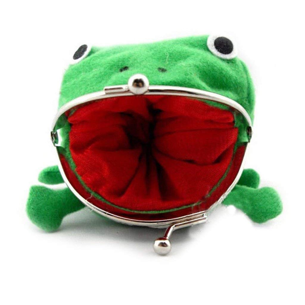 Electomania Frog Shape Cute Animal Face Plush Coin Purse, Green