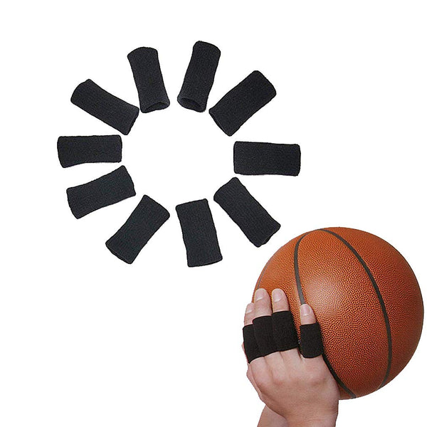 Electomania 10 in 1 Set Finger Support; Sleeve; Protector with Soft Cushion Pressure for Cricket; Volleyball; Gym; Basketball; Badminton; Baseball; Table Tennis; Boating; Biking ; Cycling (Black)