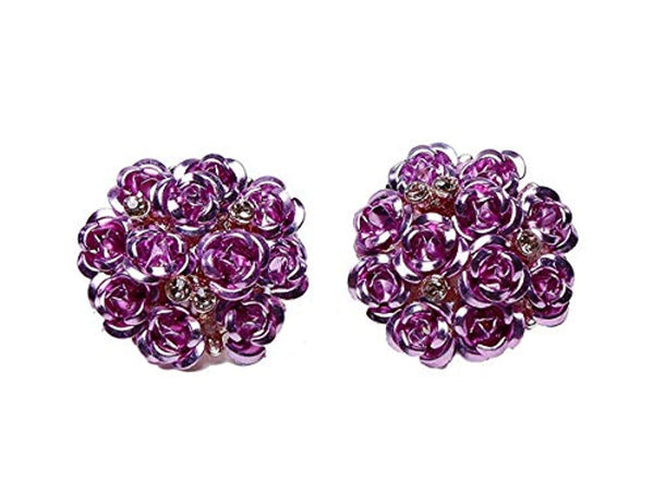 Electomania Floral Gold Plated Stylish Fancy Party Wear Earrings For Women & Girls 1 Pair (Purple)