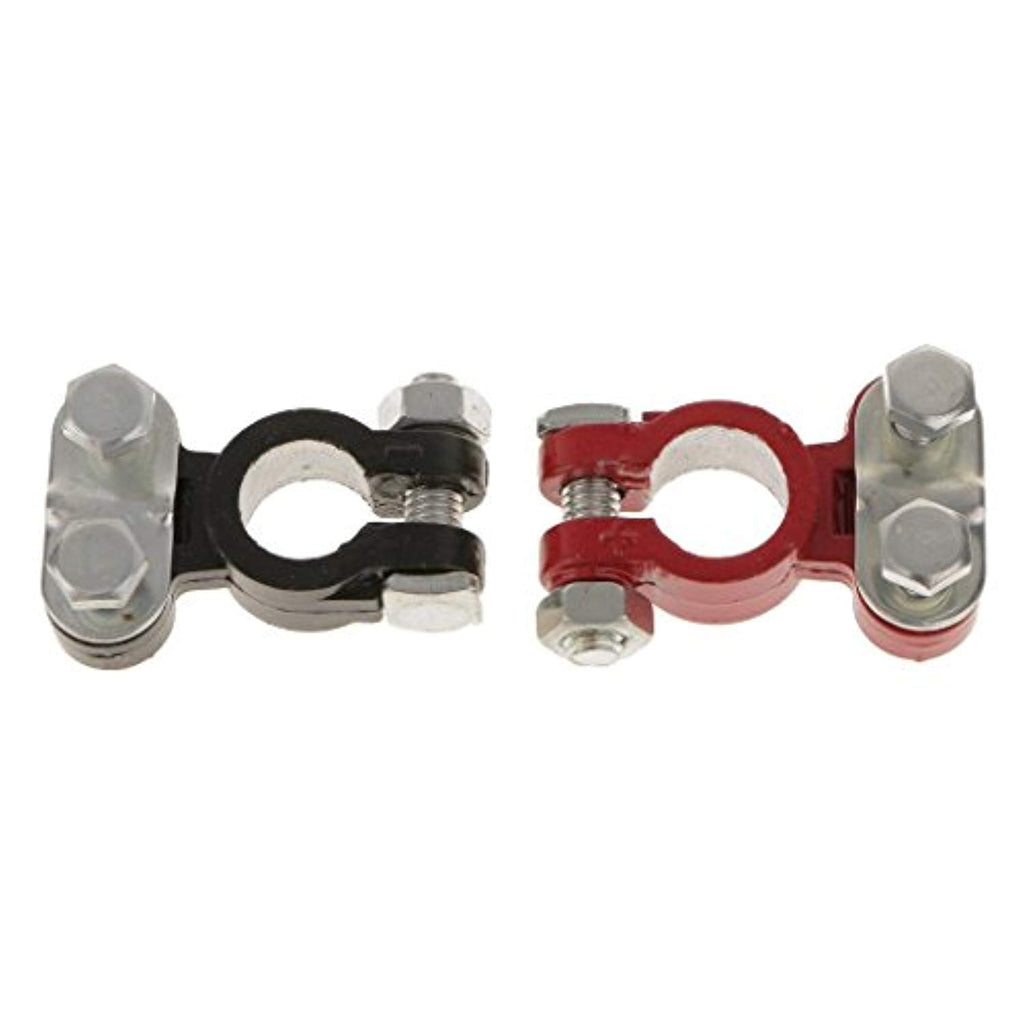 Electomania Alloy Positive and Negative Car Battery Terminal Clamp Clips Connector (Black and Red) -2 Pieces