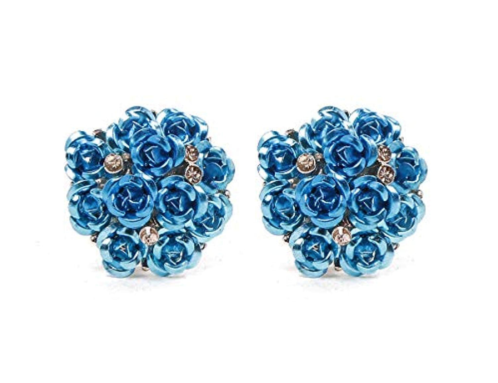 Electomania  Rose Shape Earrings For Girls And Women Blue 1 Pair