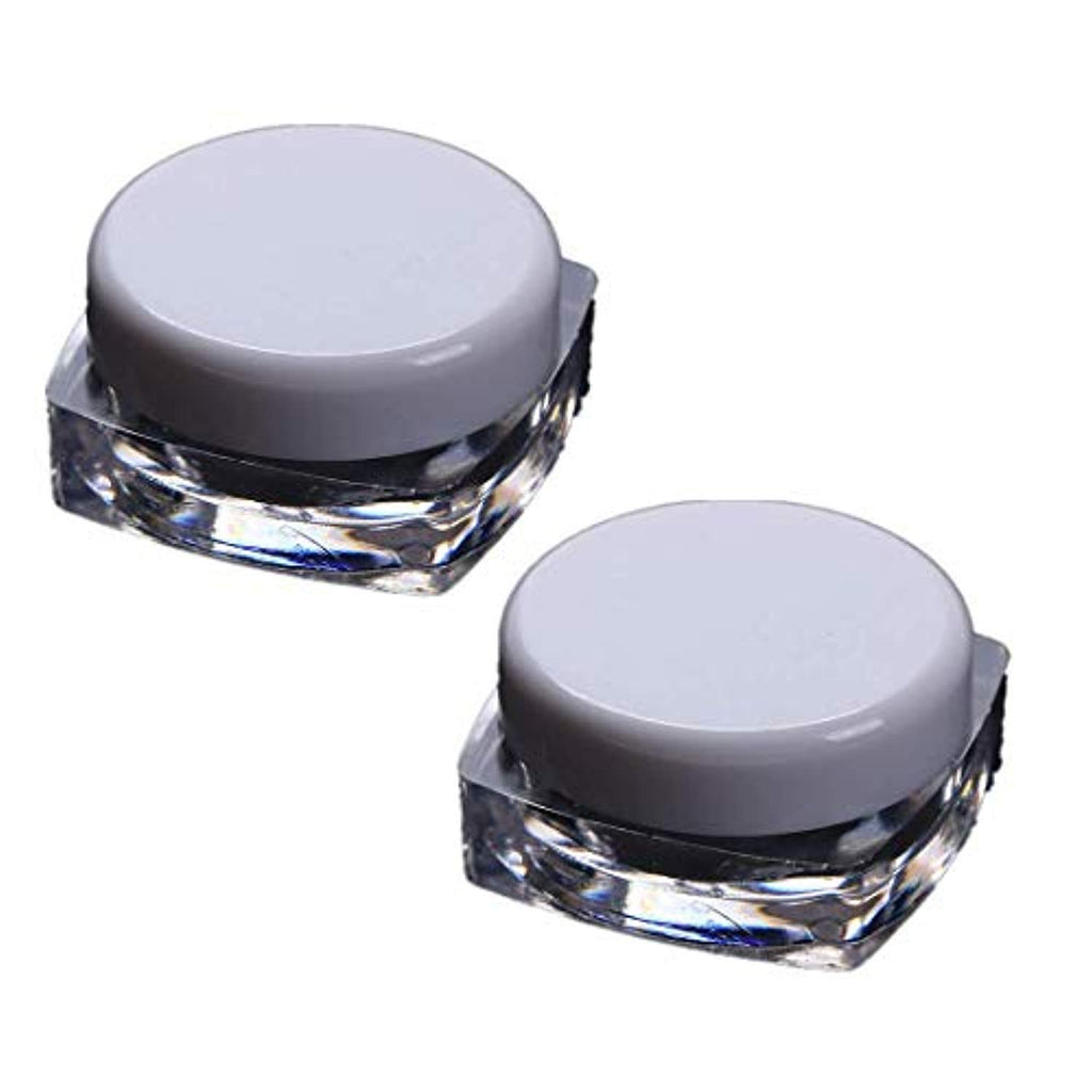 Electomania 2Pcs Empty Refillable Cosmetic Face Cream Lip Balm Storage Jars Bottle Container with Screw White Lid (5g)