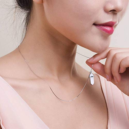 ELECTOMANIA White Rose Quartz Hexagonal Pointed Reiki Healing Pendant for Women