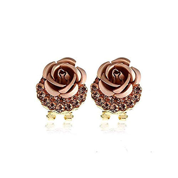 Electomania Gold Plated Floral Stylish Fancy Party Wear Earrings For Women Girls 1 pair (Champagne color)