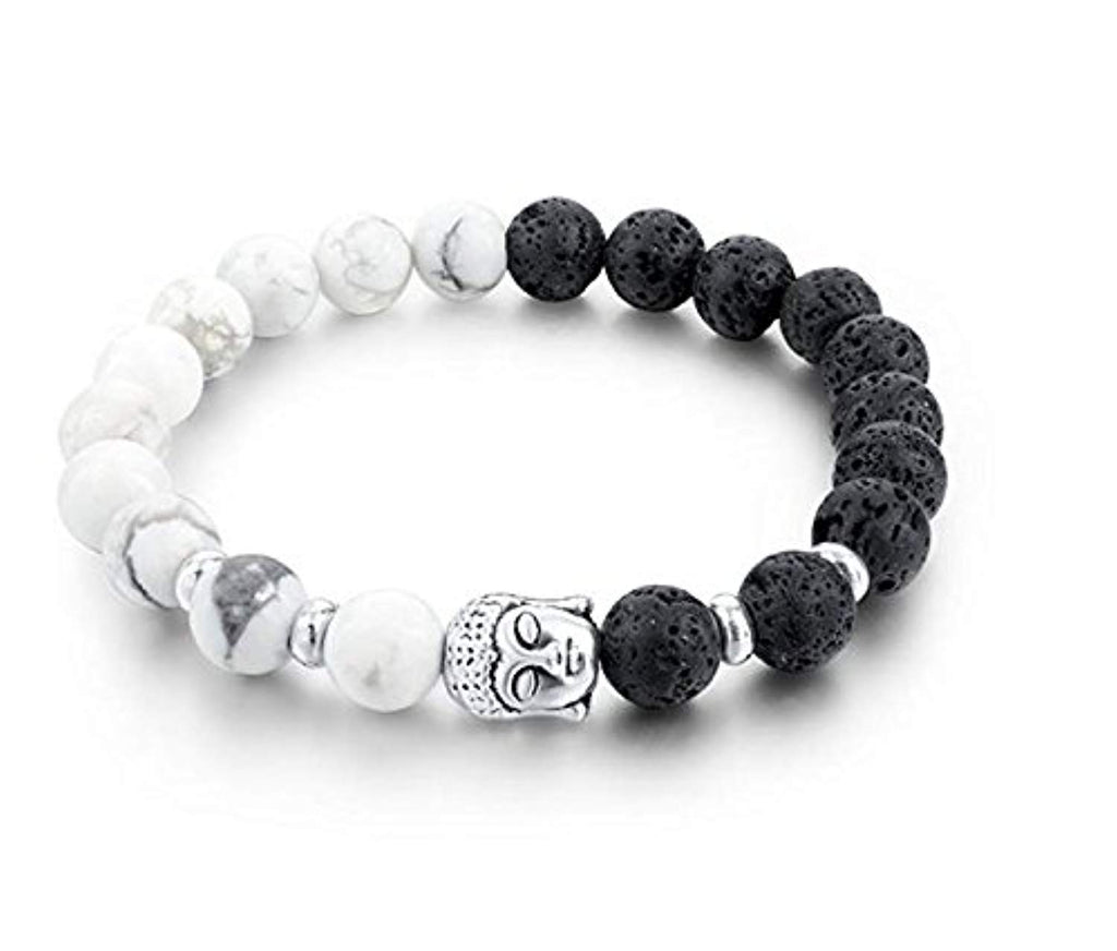 Electomania Black and White Cortex Buddha Beads Bracelet for Yoga Positive Energy for Men and Women