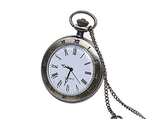 Electomania Necklace Jewellery and Diwali Gifts for Family and Friends Bronze Carve Designer Necklace Pocket Watch for Women/Men/Girls/Boys (Vintage Roman Numbers)