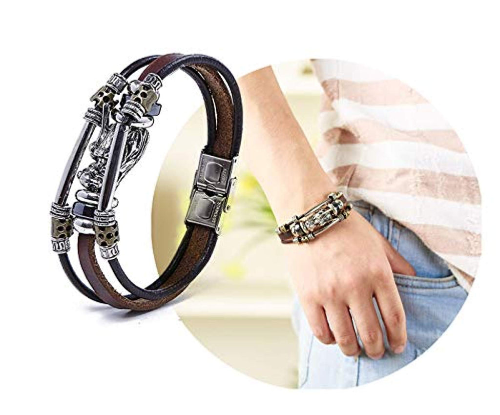 Buy ZIVOM Rope Braided Brown Leather Stainless Steel Wrist Band Bracelet Men  Online at Best Prices in India  JioMart