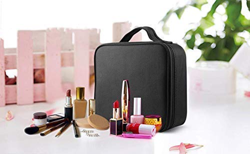 Electomania Makeup Train Bags Professional Cosmetic Portable Adjustable Compartment Storage Brushes Toiletry DIY Bag Travel Accessories (Black)