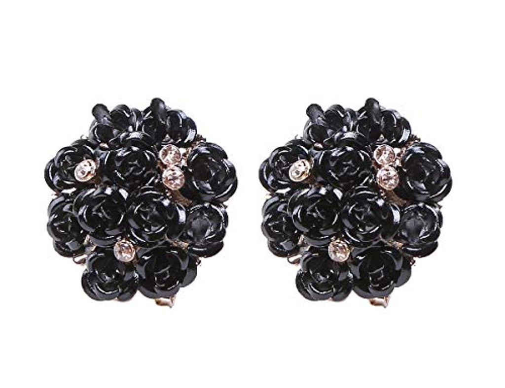 Electomania Floral Gold Plated Stylish Fancy Party Wear Earrings For Women & Girls 1 Pair (Black)