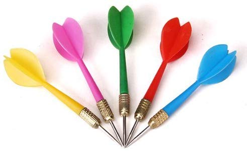 Electomania Plastic Steel Tip Darts with Brass Barrel (Random Color) -5 Pieces