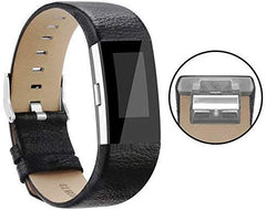 Electomania  Replacement Genuine Leather Strap Compatible for Fitbit Charge 2 Band - Black