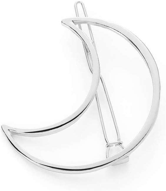 Electomania Hair Clamps Circle Triangle Moon and Lip print Pattern for Women Girls- 4pcs (Gold & Silver)