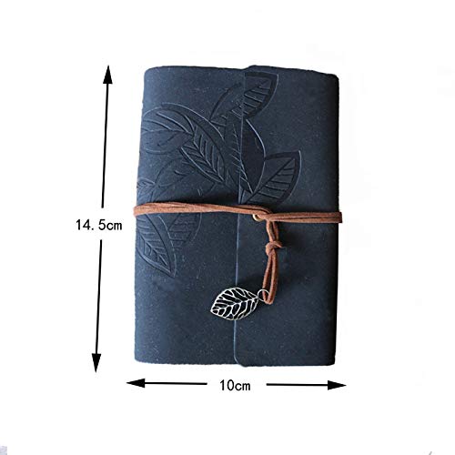 Electomania Creative Vintage PU Leather Travel Notebook Blank Notepad String Loose Leaf Charm Diary （Dark blue）