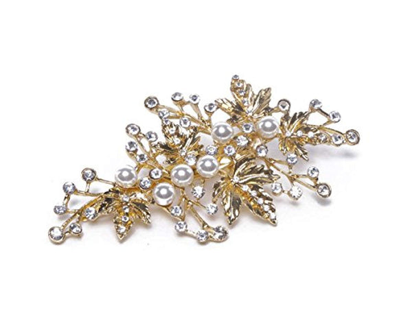 Electomania Metal Hair Pin A Word of Golden Leaf Headwear for Women - Set of 1