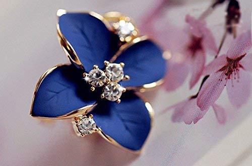 Electomania Fashion Blue Flower Earrings Camellia Enamel Fancy Party Wear Tops Stud Earrings for Women & Girls (Blue)