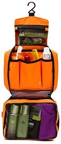 Electomania Hanging Fabric Travel Toiletry Bag Organizer and Dopp Kit (Orange)