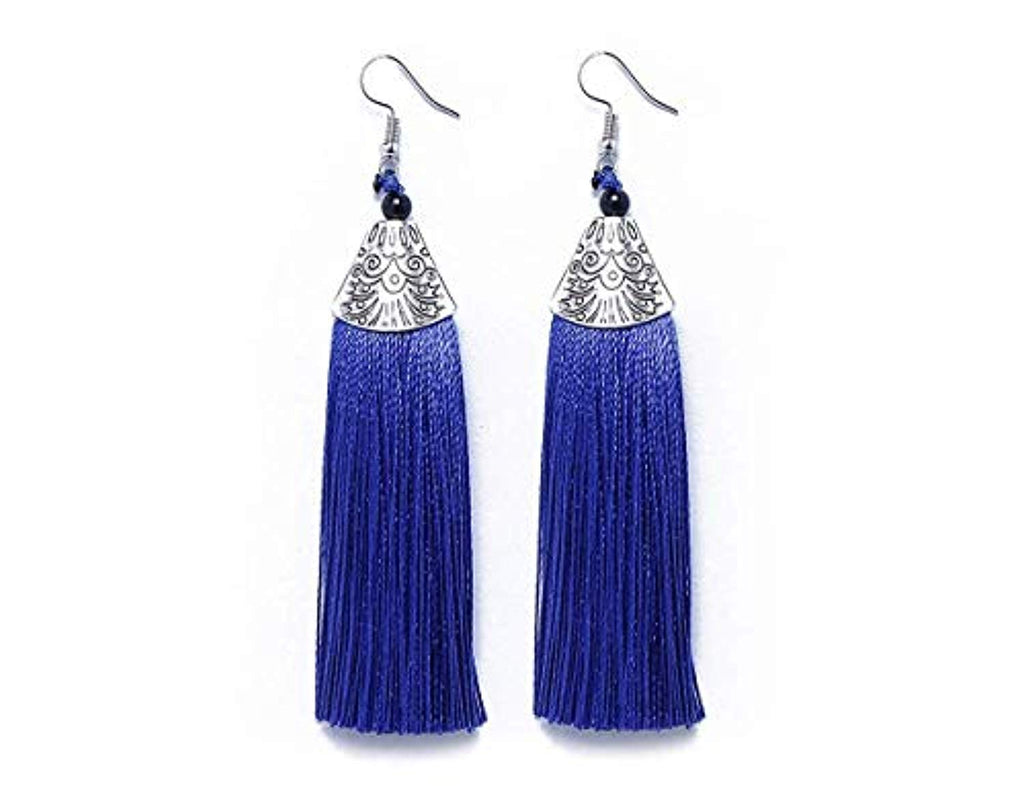 Electomania Jewellery Stylish Thread Tassel Long Earrings for Women & Girls 1 Pair (Blue)