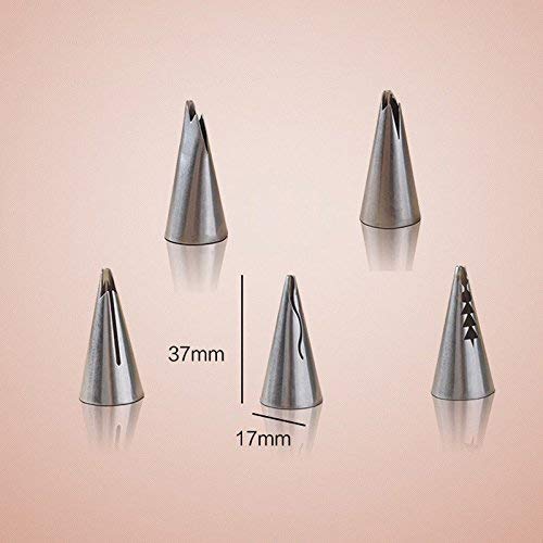 Stainless Steel Russian Tulip Icing Piping Nozzles for Cake Decoration (Silver) - Set of 5