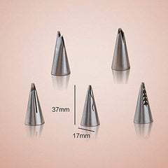 Stainless Steel Russian Tulip Icing Piping Nozzles for Cake Decoration (Silver) - Set of 5