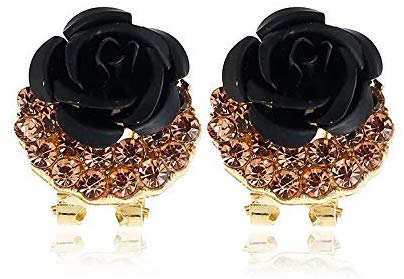 Electomania Gold Plated Floral Stylish Fancy Party Wear Earrings For Women and Girls 1pair(black)