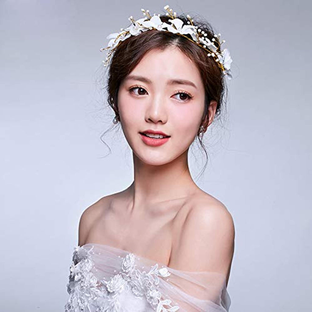 Electomania Pearl Bead Flower Headwear Women's Hair Bridal Handmade Accessories (White)