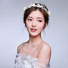 Electomania Pearl Bead Flower Headwear Women's Hair Bridal Handmade Accessories (White)