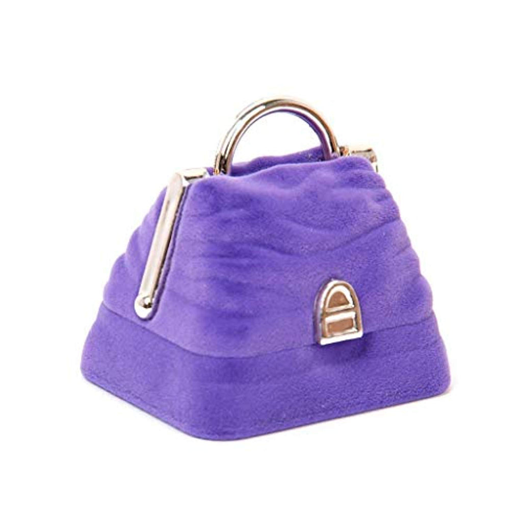 Electomania Velvet Ring Jewelry Display Storage Box Gift Case Holder Organizer Handbag Shape (Purple)