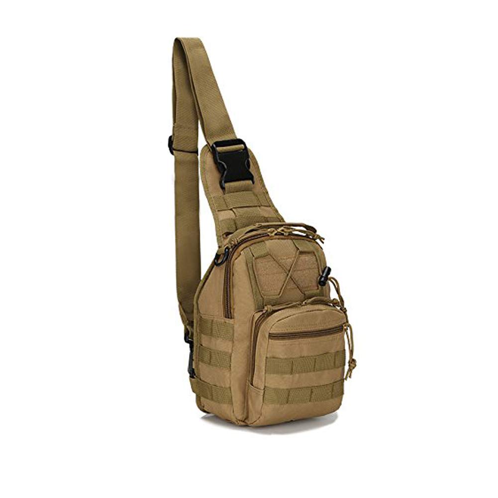 Electomania Outdoor Tactical Backpack Tactical Sling Backpack Tactical Shoulder Bag Outdoor Sport Pack for Camping Hunting Hiking Trekking Cycling (Khaki)