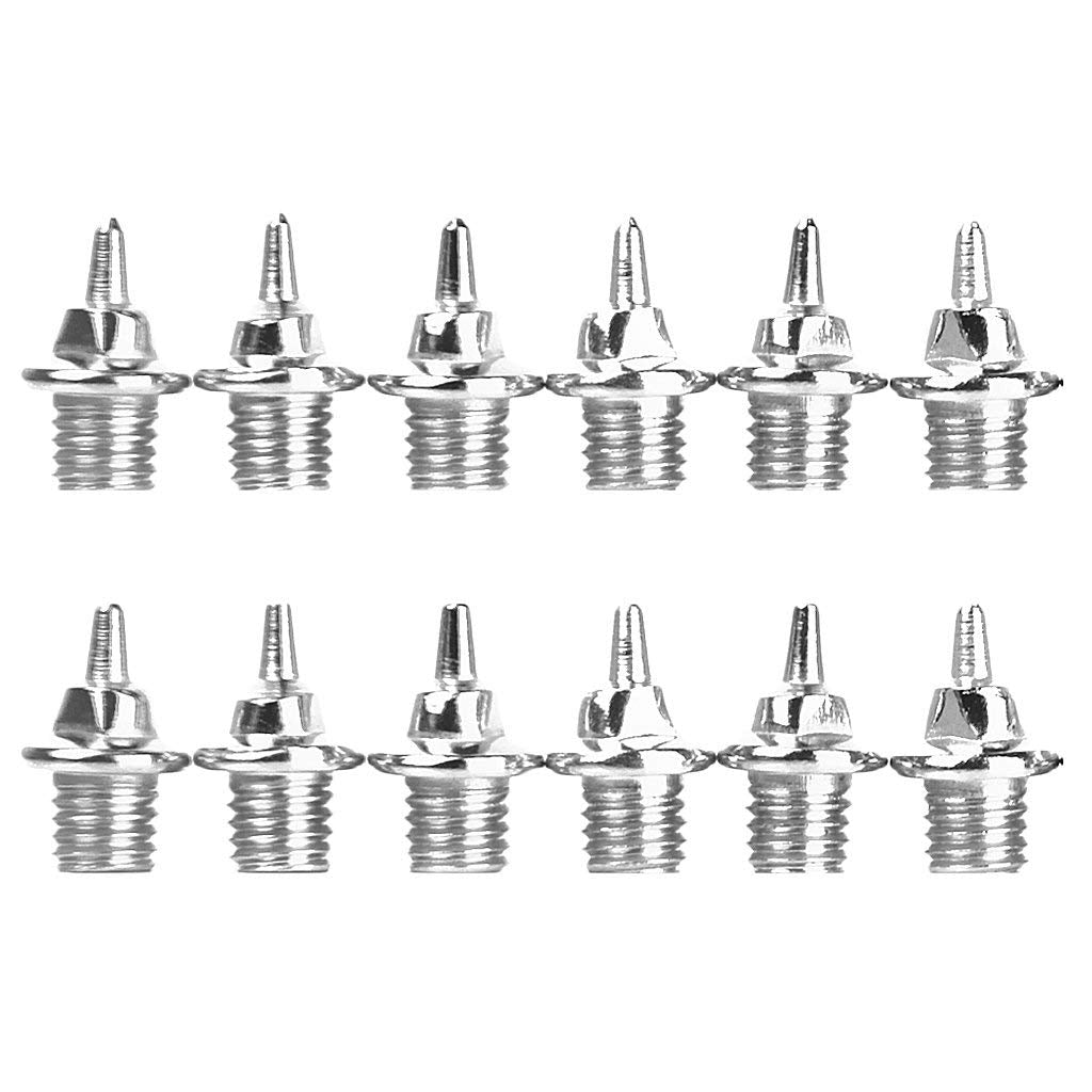 ELECTOMANIA 12 Pcs 5 mm Spikes Studs Cone Shoes Spikes for Sports Running Track Shoes Trainers Screw Back (Silver)