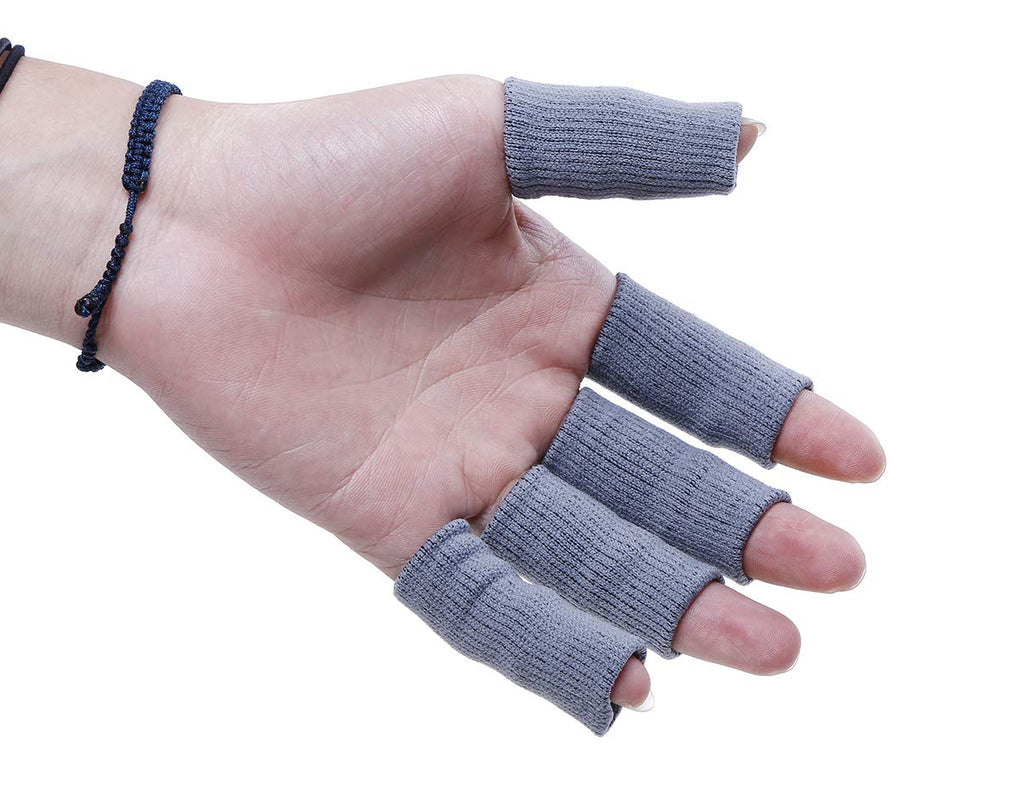 Electomania Finger Support Sleeve Protector with Soft Cushion Pressure for Outdoor Sports -Set of 10 (Grey)