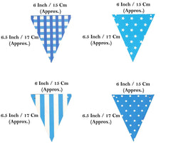 Electomania  Set of 3 Party Bunting Flags Banner for Kids Room, Play School Decoration, Birthday Party (Blue)