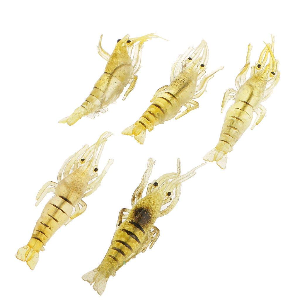 Electomania 5Pcs Shrimp Fishing Simulation Soft Prawn Lure Hook Tackle Bait Lures for Bream Bass Flathead Whiting Snapper